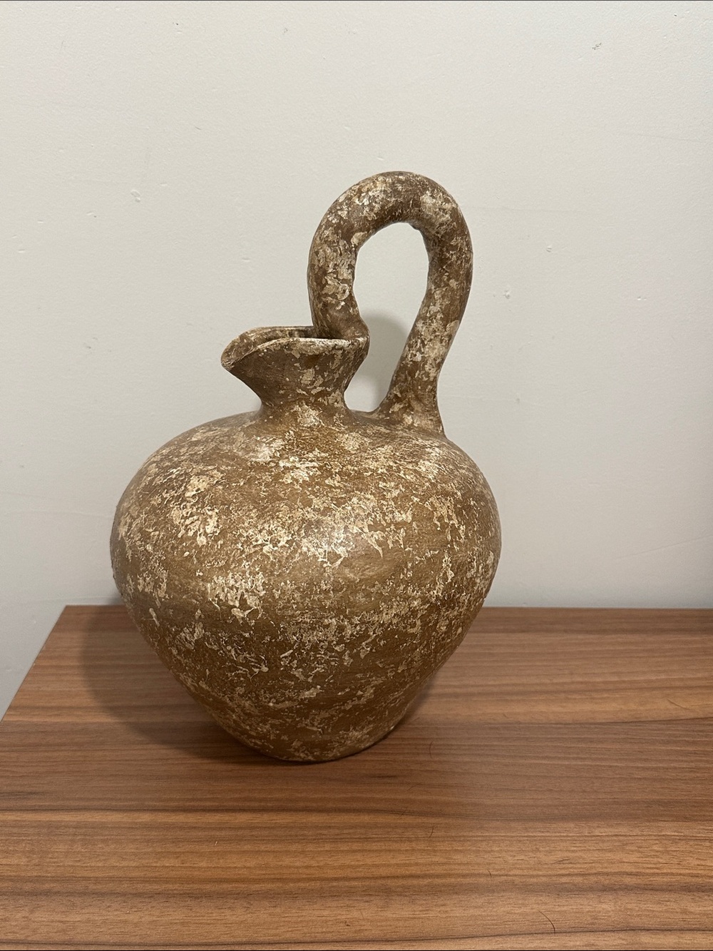 Handcrafted Brown Ceramic Pitcher Vase - Home Art